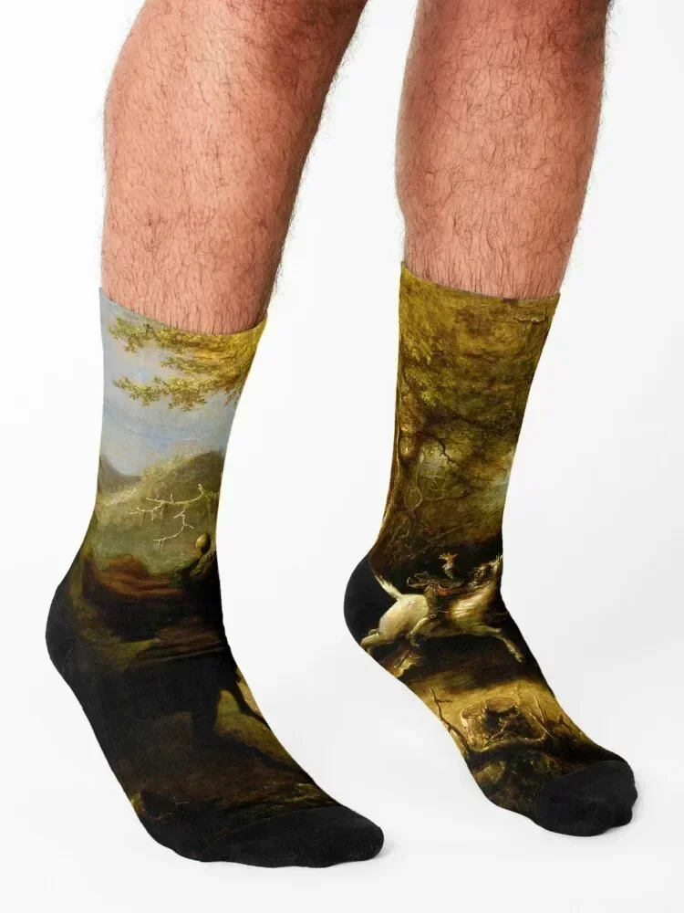 The Headless Horseman Pursuing Ichabod Crane Socks Crossfit Christmas christmas gifts cartoon Woman Socks Men's