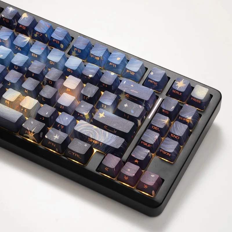 Side Printed Shine Through Starry Sky PBT Keycaps Cherry Profile Double Shot Key Caps Mechanical Keyboard Replacement Kit