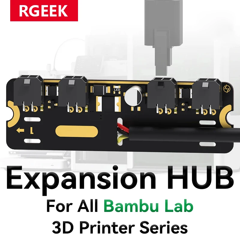 RGEEK 4-Port Expansion Hub with Power Signal Protection for Bambu Lab All Series 3D Printers Accessory