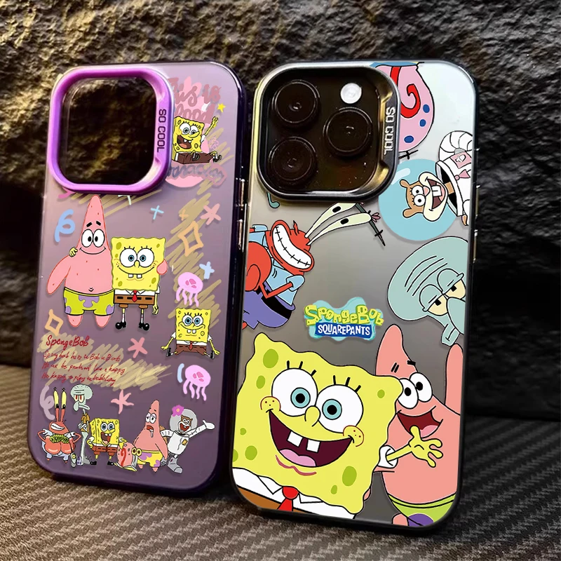 Cartoon S-SpongeBobs Phone Case for Samsung Galaxy S26 S25 S24 S23 S22 S21 S20 Note20 FE Ultra Edge Plus 4G 5G Anti Fall Matte