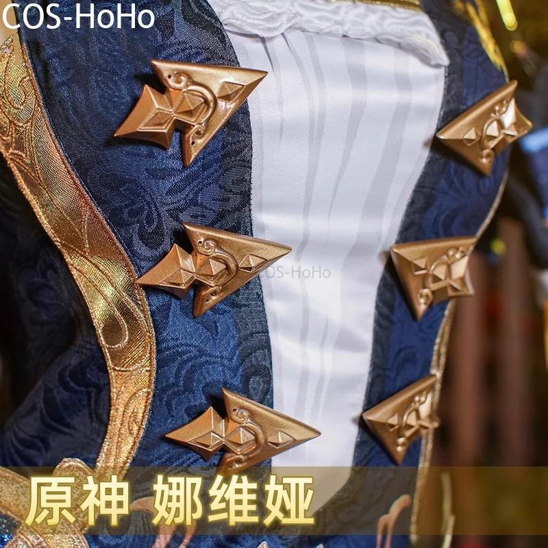 COS-HoHo Genshin Impact Navia Game Suit Elegant Dress Uniform Cosplay Costume Halloween Party Role Play Outfit Women XS-XXL