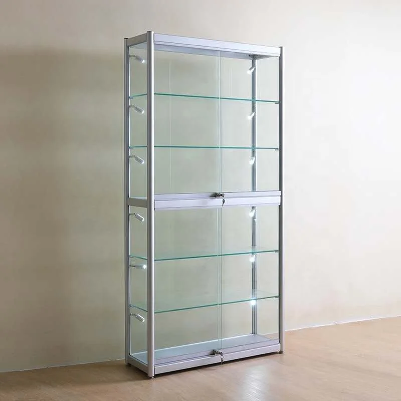 

2025customized.Cheap Store Furniture Led Light Glass Display Showcase Fashionable Display Cabinet Vitrine