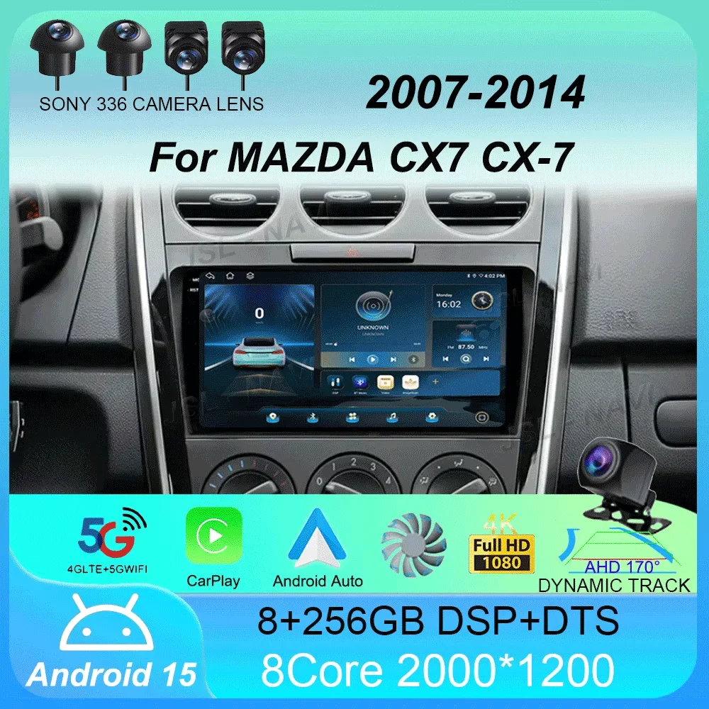 

Car Radio Android 15 Carplay For MAZDA 2007 2008 2009 2010 - 2014 CX-7 CX7 CX 7 Navigation GPS Multimedia Player stereo wifi BT