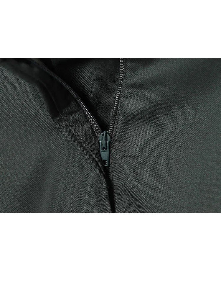 HH المرأة 2025 موضة ريترو متعددة الاستخدامات الصلبة سلسلة بسيطة واسعة الساق مطوي بنطلون أنثى عالية الخصر عادية طويلة السترة السراويل