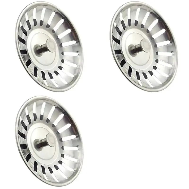 

【FITTING】3X Sink Strainer Drain Plug For Basin Stainless Steel Sink Waste Plug Filter Anti-Clogging Floor Drain Drain Filter