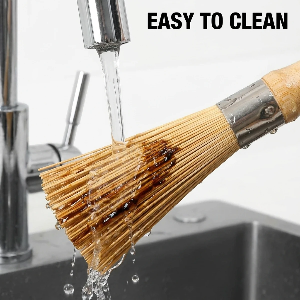Natural Bamboo Pot Brush Long Handle Wok Scrubber Heavy Duty Kitchen Cleaning Brush for Cast Iron Cookware Home Restaurant Use