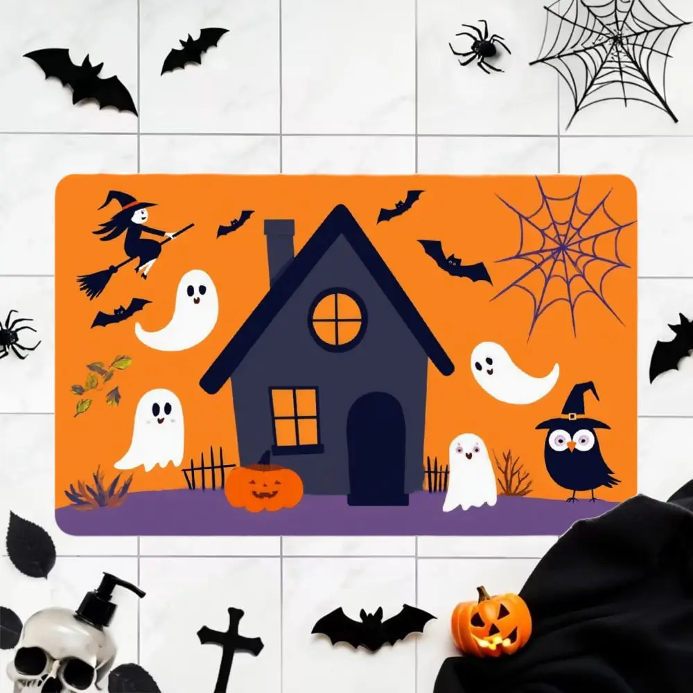 

Halloween Pumpkin Entrance Door Floor Mat Holiday Atmosphere Foot Mat Entrance Carpet Dust Non-Slip Floor Mat