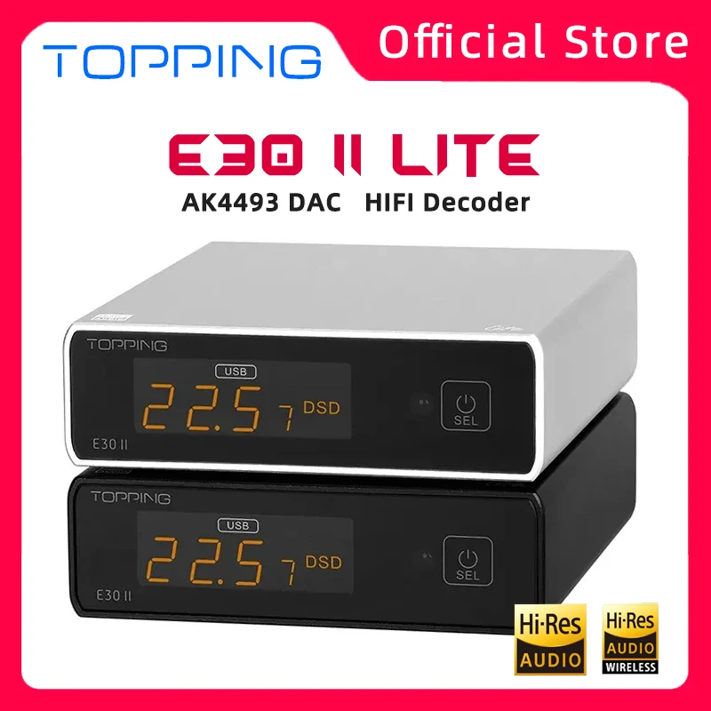 

TOPPING e30ii lite E30 II lite DAC Decoder AK4493 XU208 32BIT/768K DSD512 Touch Operation with Remote Control L30 HIFI Original