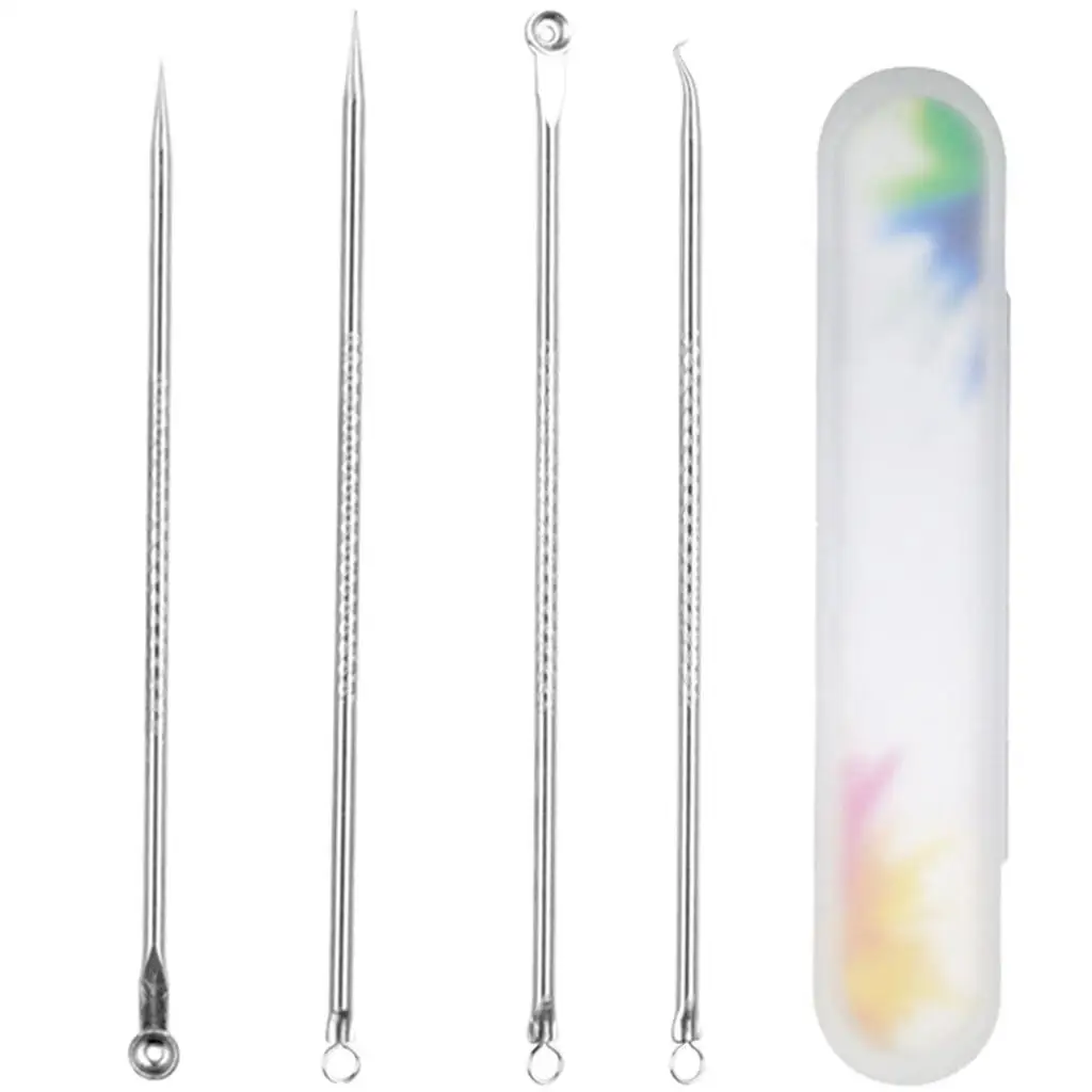 Professional Stainless Steel Blackhead Tool Kit Removal Tool Double Head Comedone Extractor Tweezers Set for Nose and Chin