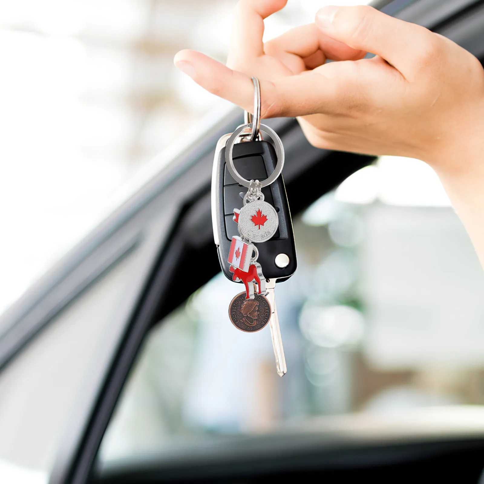 

Набор из 3 брелоков с национальным флагом, канадский дизайн, прочный держатель для ключей из цинкового сплава, для семьи, коллег, повседневного использования, украшение