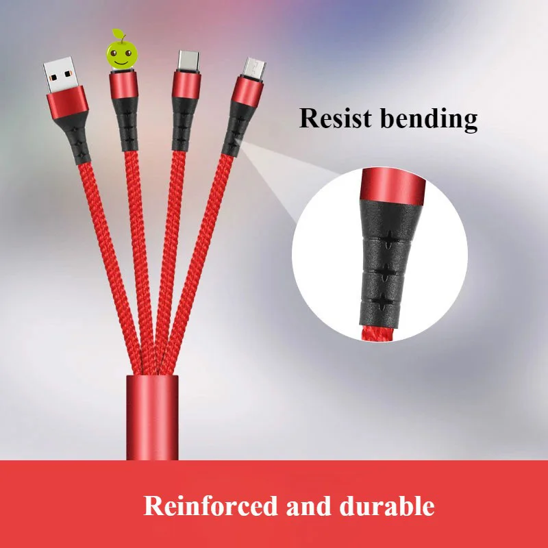 【Fast Ship 】Short 20CM 3 in 1 USB Charger Cable Compatible for Micro USB/iPhone/Type C Keychain Portable Cord Charger Cable