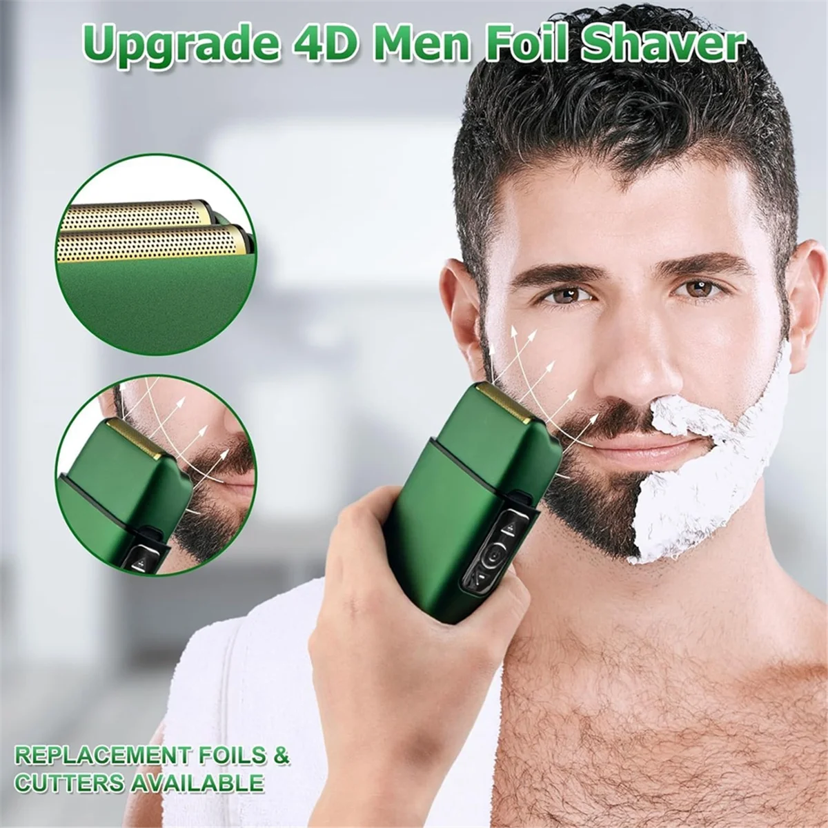 Foil Shaver,Shaver for Men with Ultra-Thin Foil Meshes,IPX7 Waterproof Mens Shaver with 3-Speed Control Green