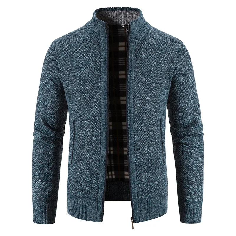 

2023 Men's Plush and Thick Standing Collar Cardigan Sweater Men's Large Standing Collar Sweater