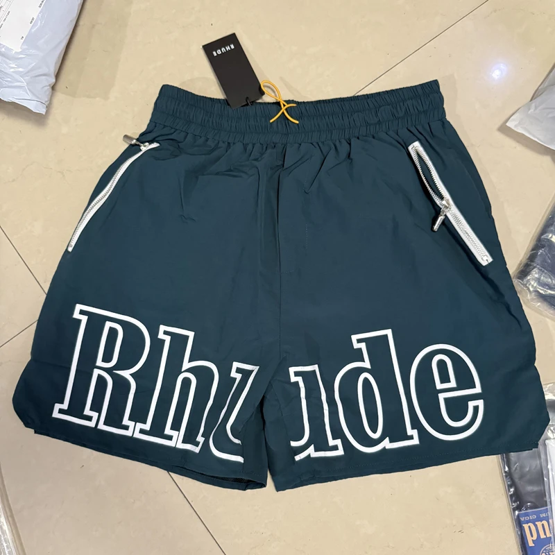 

2026 High Street Rhude Sports Shorts Splicing Zipper Multi-color Loose Breathable Casual Shorts