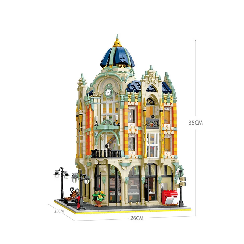 Creative City Street View Architecture Post Office Building Block Streetscape Figures Construction Brick Toys For Kids Gift