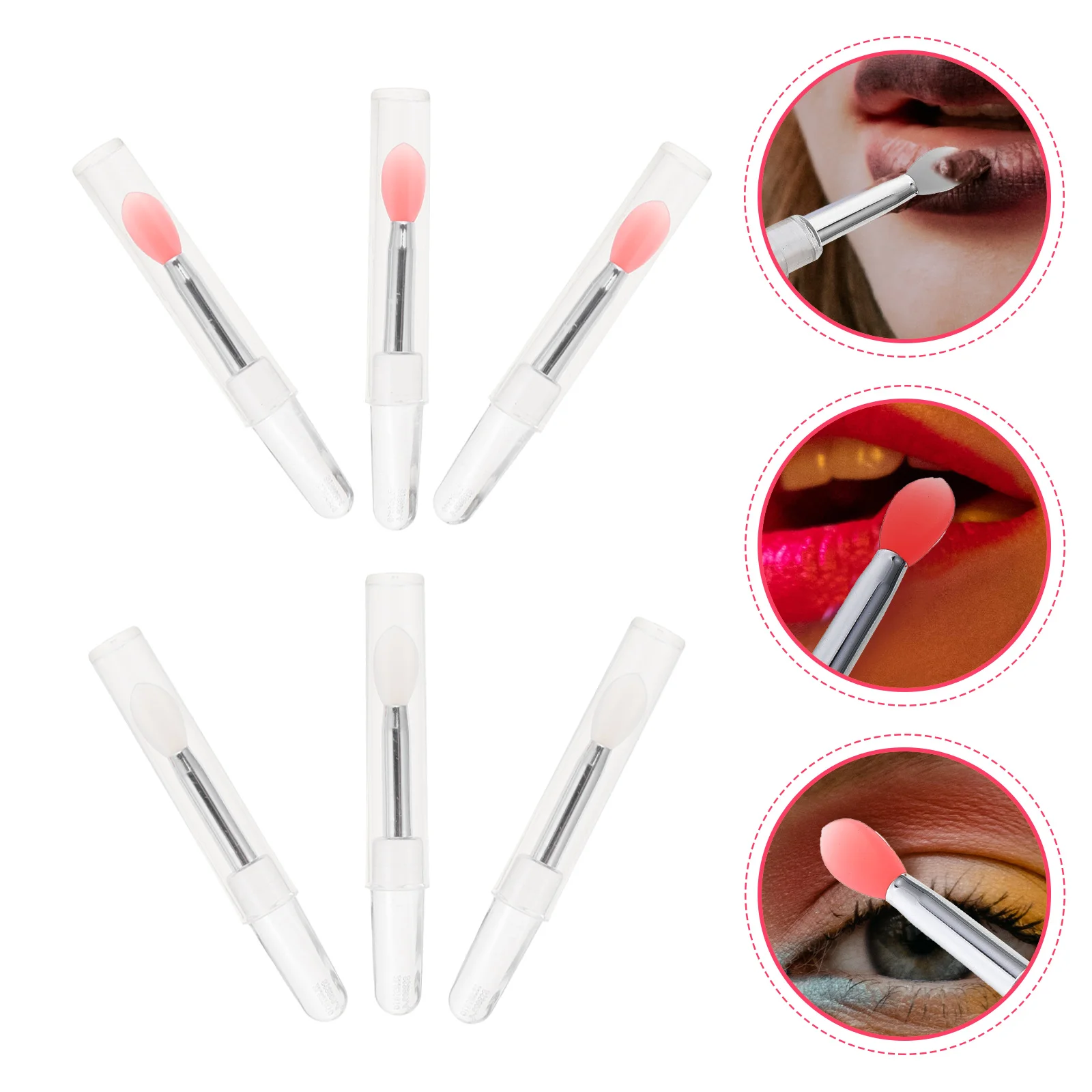 

6 Pcs Handheld Silicone Lip Mask Brush with Silica Gel Makeup Brushes Eyeshadow