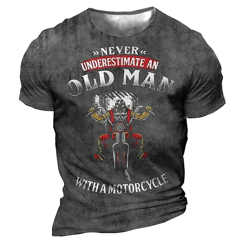 Ummer Motorcycle T-shirt For Men Motor Biker 3d Print Vintage Short Sleeve Old Man Top Homme Moto T-shirt Racing Camiseta