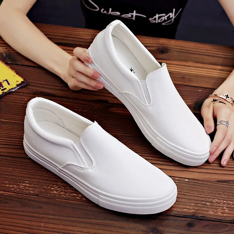 Men's Waterproof Faux Leather Slip-On Loafers New couple Summer Autumn Sports Shoes White Moccasins Male Sneakers