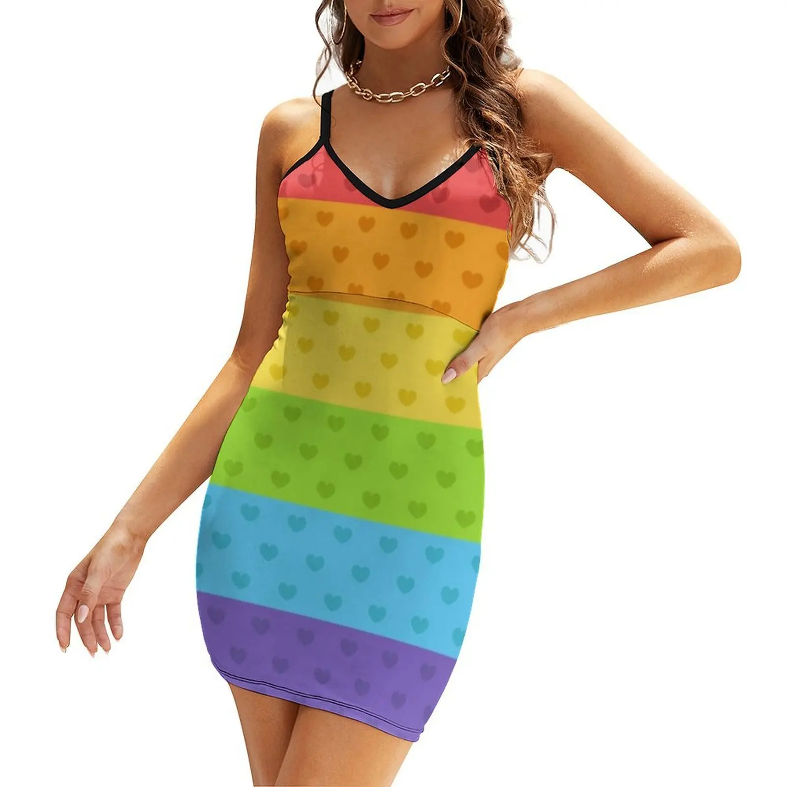 Rainbow Pride Hearts Sling Dress Casual dresses women's clothing summer 2025 novelties elegant dresses for women