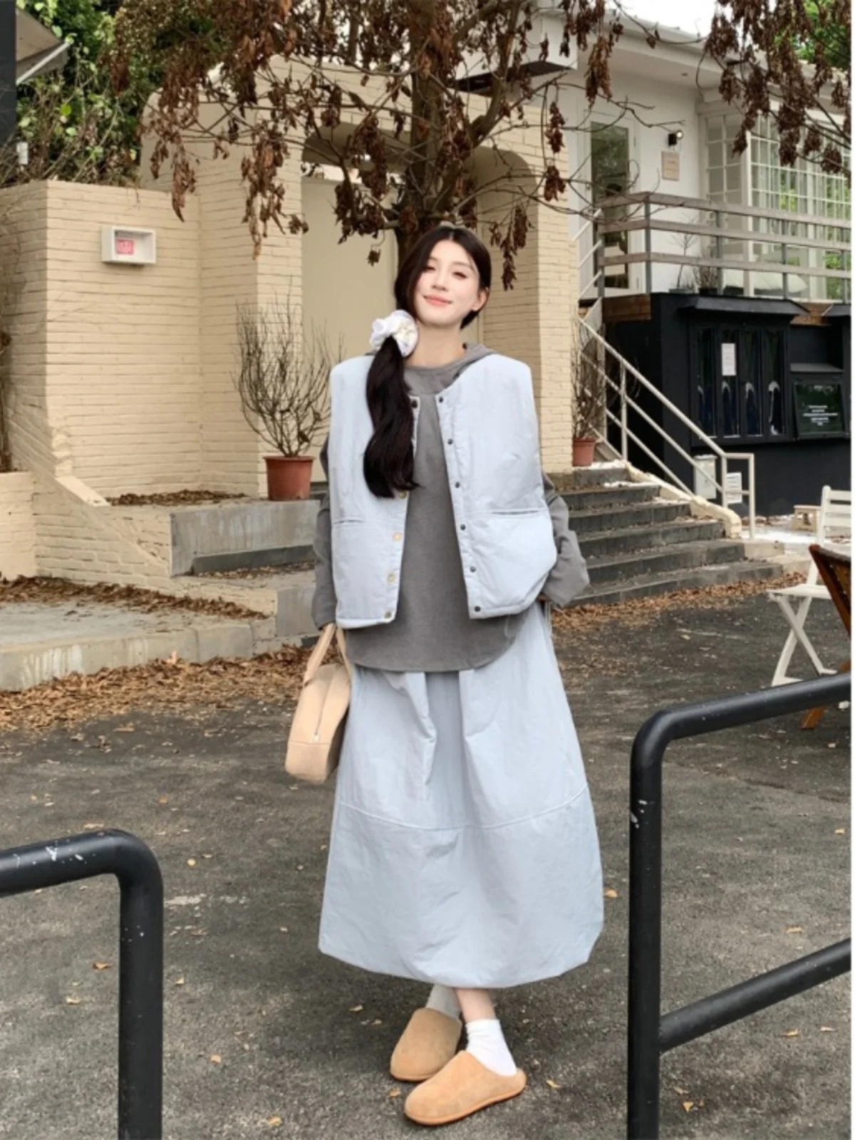 

plus Size Lazy Style Outfit Hooded Long Sleeve Cotton Jacket A-Line Skirt Three-Piece Set Autumn Winter New Arrival