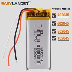3Wires 602045 3.7V 600mAh 402045 802045 102045 Rechargeable Lithium Li-ion Polymer Battery