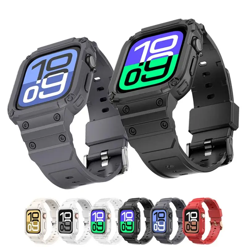 Integriertes Armband mit Hülle für Apple Watch S11 S10 42 46mm Sportarmband mit Stoßschutz für iWatch S11 S10 Robuste Militär-Armbänder