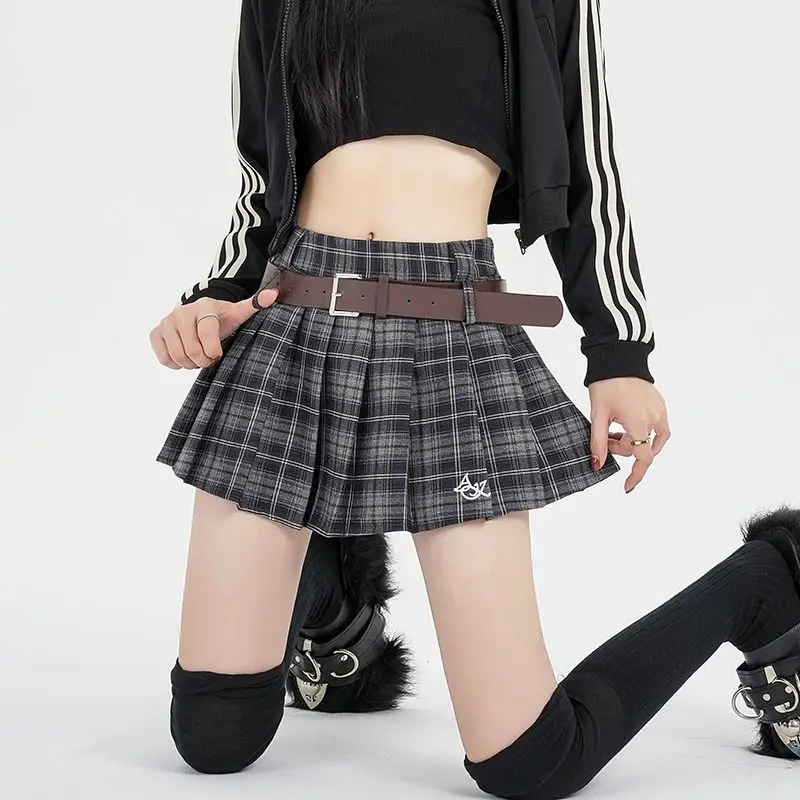 STSVZORR Half-length Skirt Women's Spicy Girl Style Plaid Skirt Autumn and Winter New High Waist Pleated Skirt