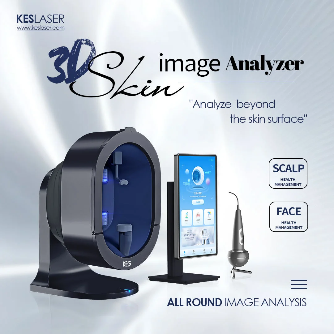 Analisador de pele 3D AI Testador facial Profissional Scanner portátil Detecção de umidade e acne Câmera HD Equipamento de salão de beleza