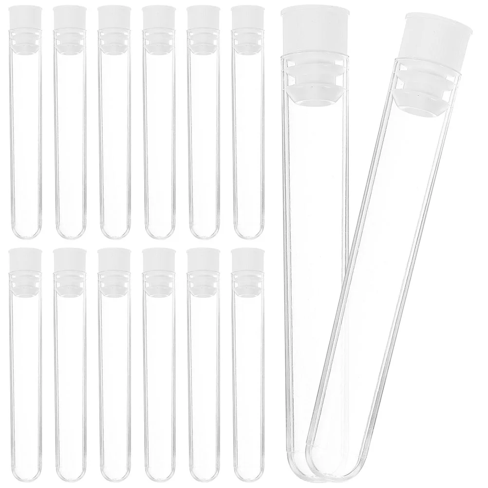 

100 Pcs Test Tube Clear with Lids Tubes Stoppers Plastic Cap Birthday Party Supplies Tiny Caps for Children Kids