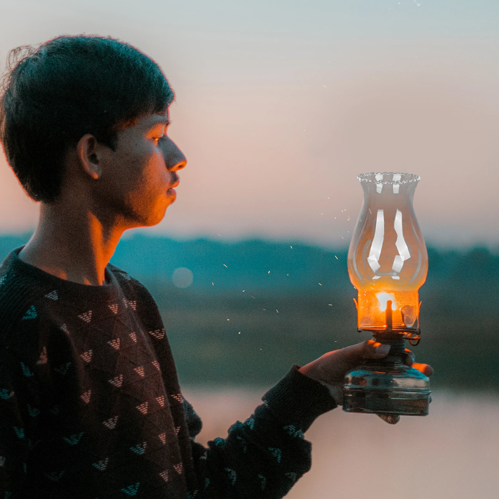 

Exquisite Glass Craft Lamp Cover Oil Light Cover Accessory for Lantern Retro Style Light Shade Outdoor Use