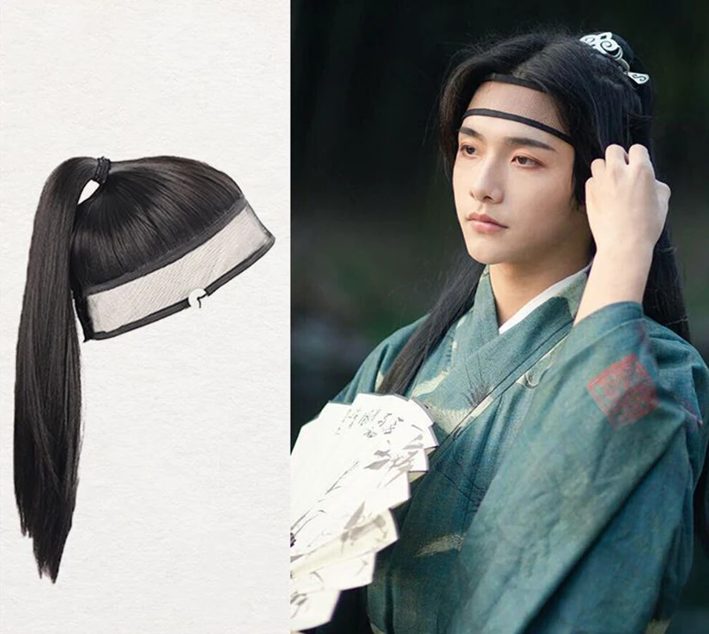 

Hanfu Wig One Piece Ming Dynasty Wig Headgear Men Women Ancient Cosplay Costume Wipe the Amount of Wig Net Towel Cosplay Wigs