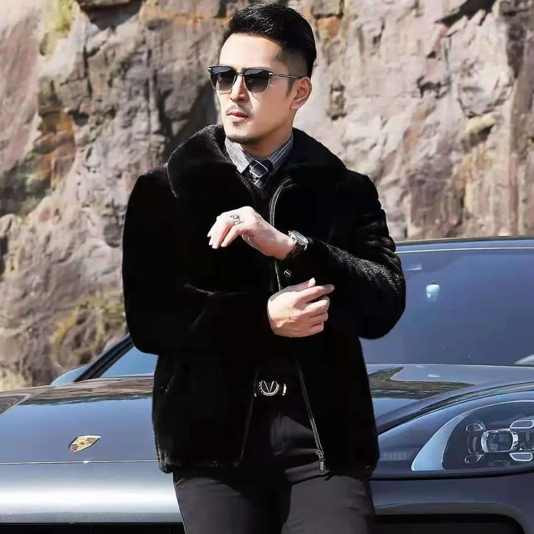 

Мужское пальто из искусственного меха, золотое норковое бархатное пальто с капюшоном, длинная меховая куртка на молнии, повседневная верхняя одежда, зимнее пальто