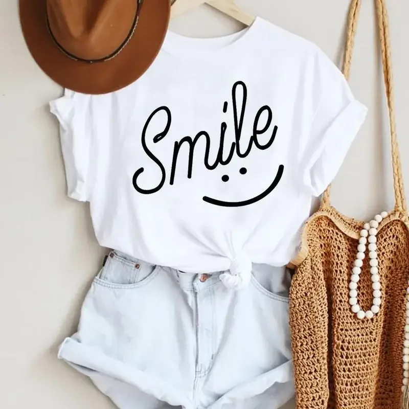 Mother Daughter Matching Simple Love Word Graphic T-Shirts Short Sleeve Loose Tops Harajuku Aesthetic Women's Clothing