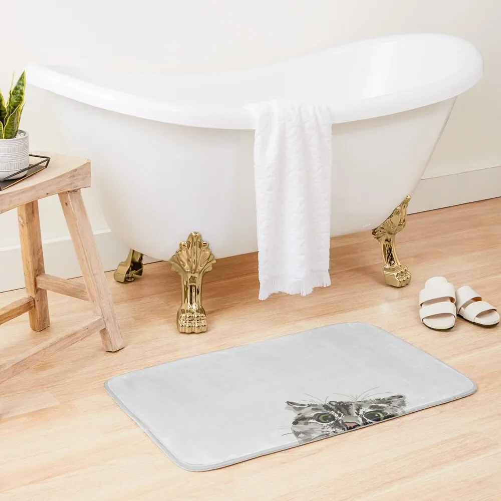 

Peeking Tabby Bath Mat Anti-Skid Shower Bathroom Supplies Modern Bathroom Accessories External Entrance Doormat Mat
