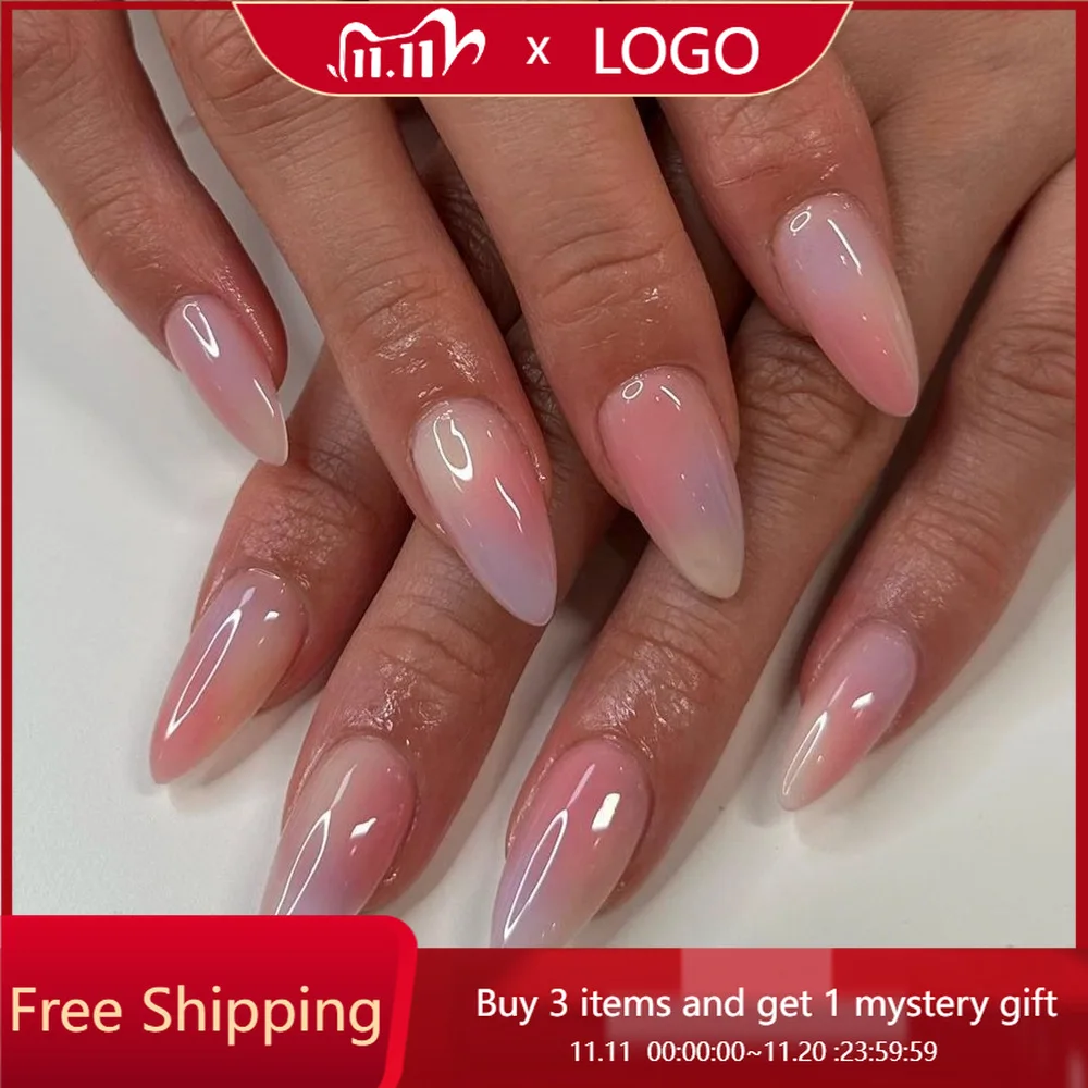 

24Pcs/1box Fake Nails Color-Fade Design | Simple & Cute Medium-Length Almond Shapes Perfect As Gifts for Girls and Friends