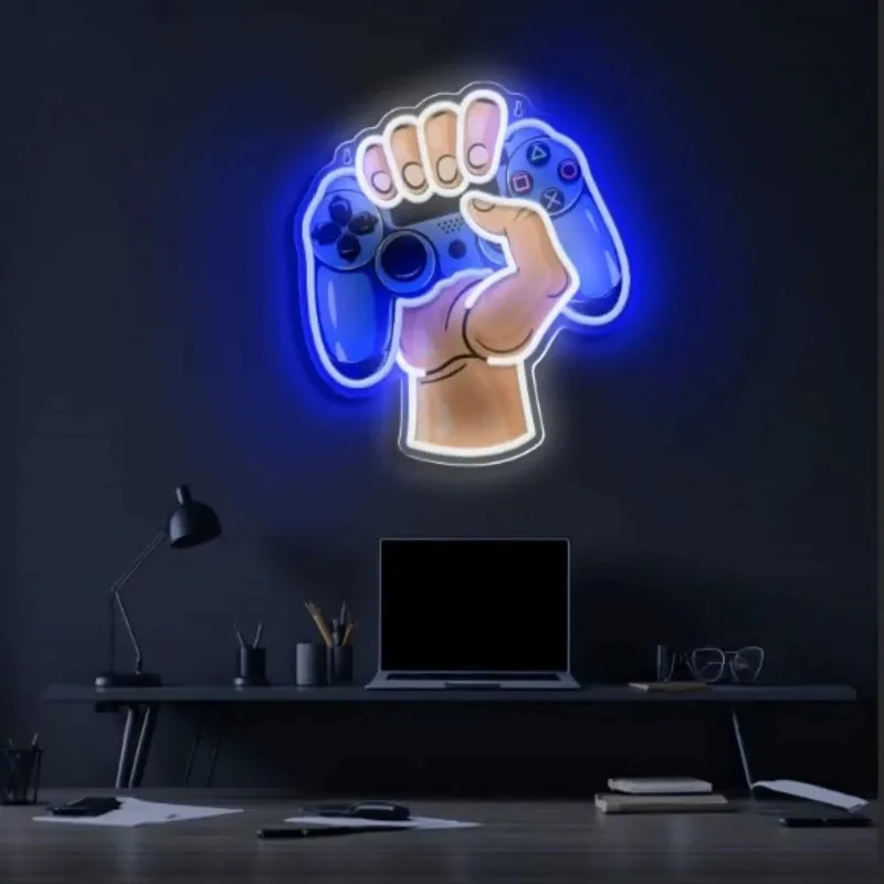 

Неоновая вывеска «Геймпад» для декора стен, USB LED неоновая подсветка для игровой комнаты, мужской комнаты, геймпад с УФ-печатью, ночник для геймеров