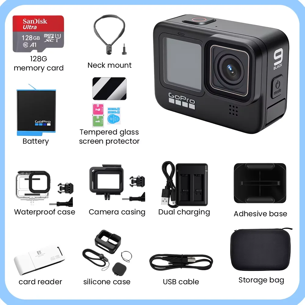GoPro HERO9 Caméra noire 4K 5.2K vidéo 20MP Go Pro 9 Caméra de sport
