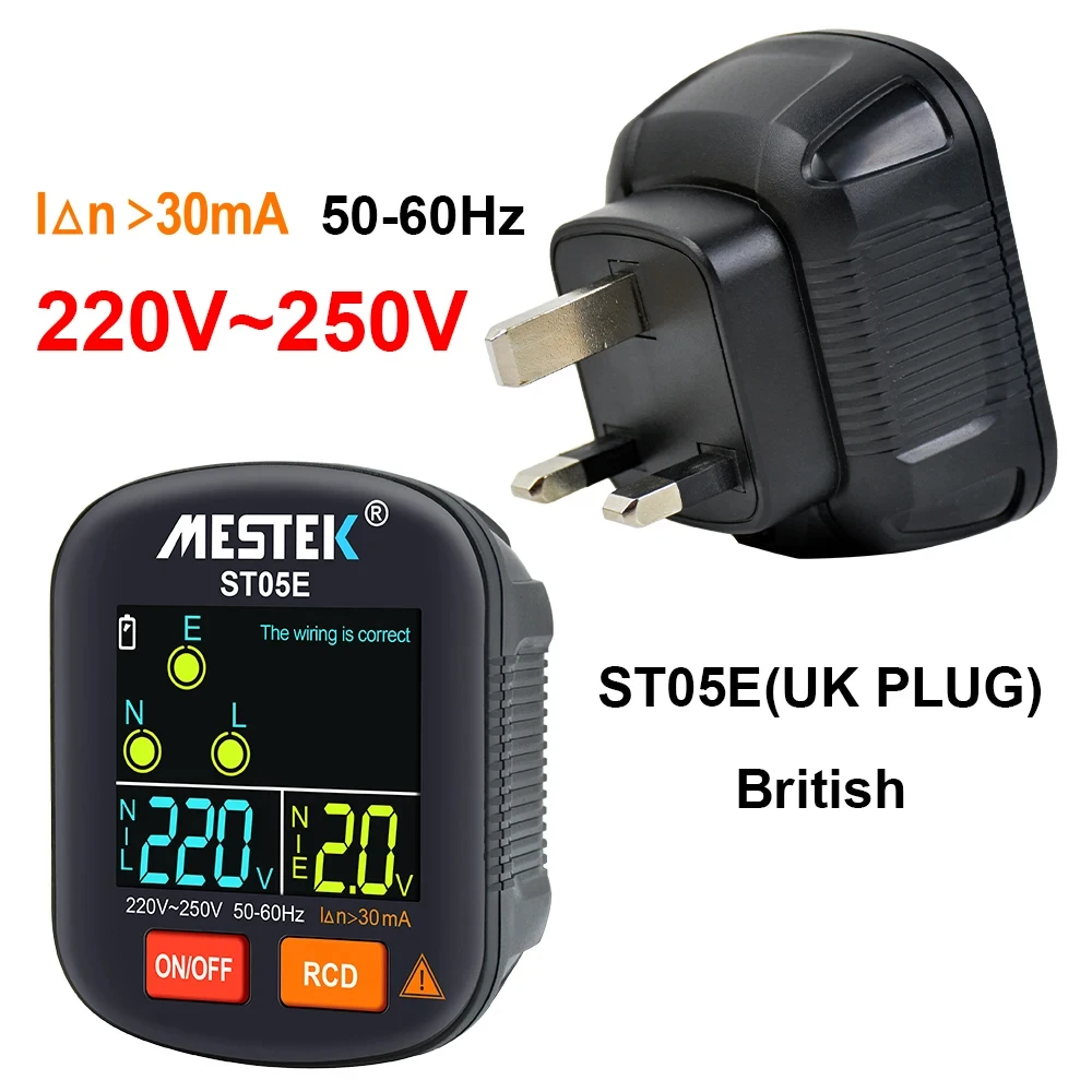 US/UK/EU Plug Digital Outlet Socket Smart LCD Voltage Phase Detector Digital Display Socket Tester Zero Wire Detection