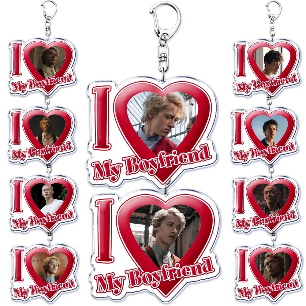 I Love My Boyfriend Coriolanus Snow Key Chain Keychains Hunger Games Movie Tom Blyth Ring for Bag Pendant Keyring Jewelry Gifts