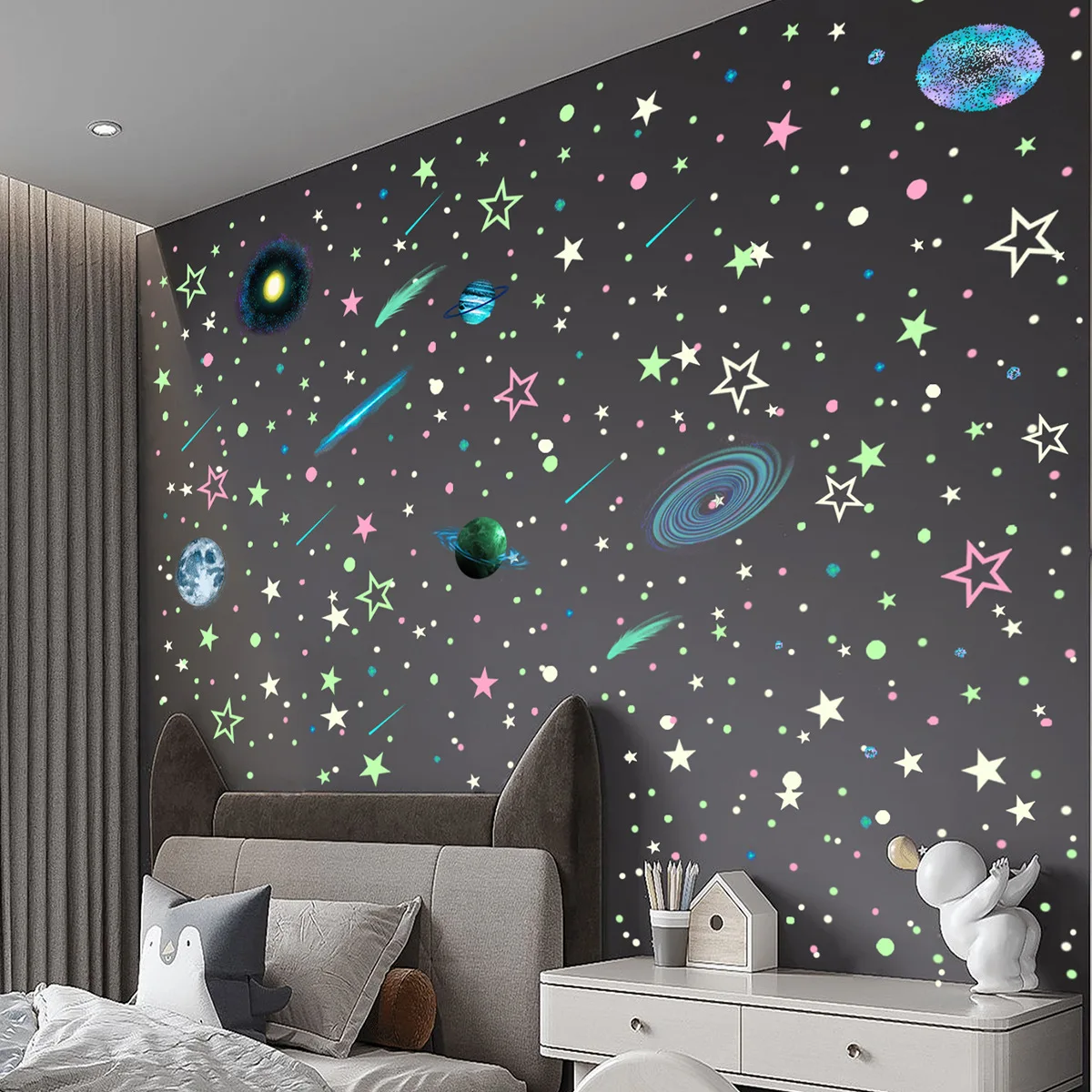 Luminous Stars Dots Planet Wall Sticker for Baby Kids Room Bedroom Home Decoration Decals Glow In The Dark Stickers Accessories