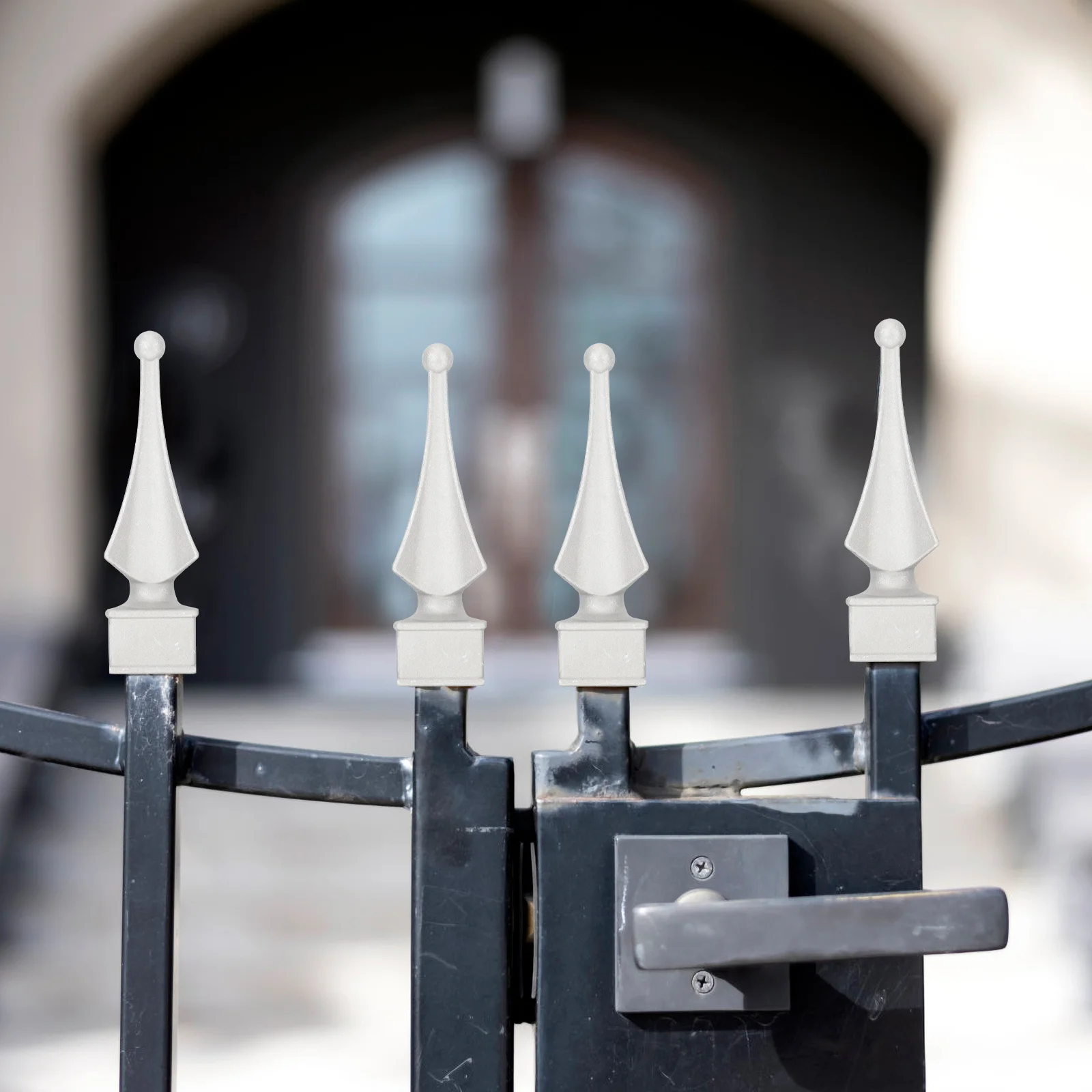 4 قطعة سبائك الألومنيوم سياج Finials بندقية رئيس أنبوب مربع نهاية قبعات في الهواء الطلق حديقة الديكور المعادن آخر القبعات العالية سياج ديكور #3