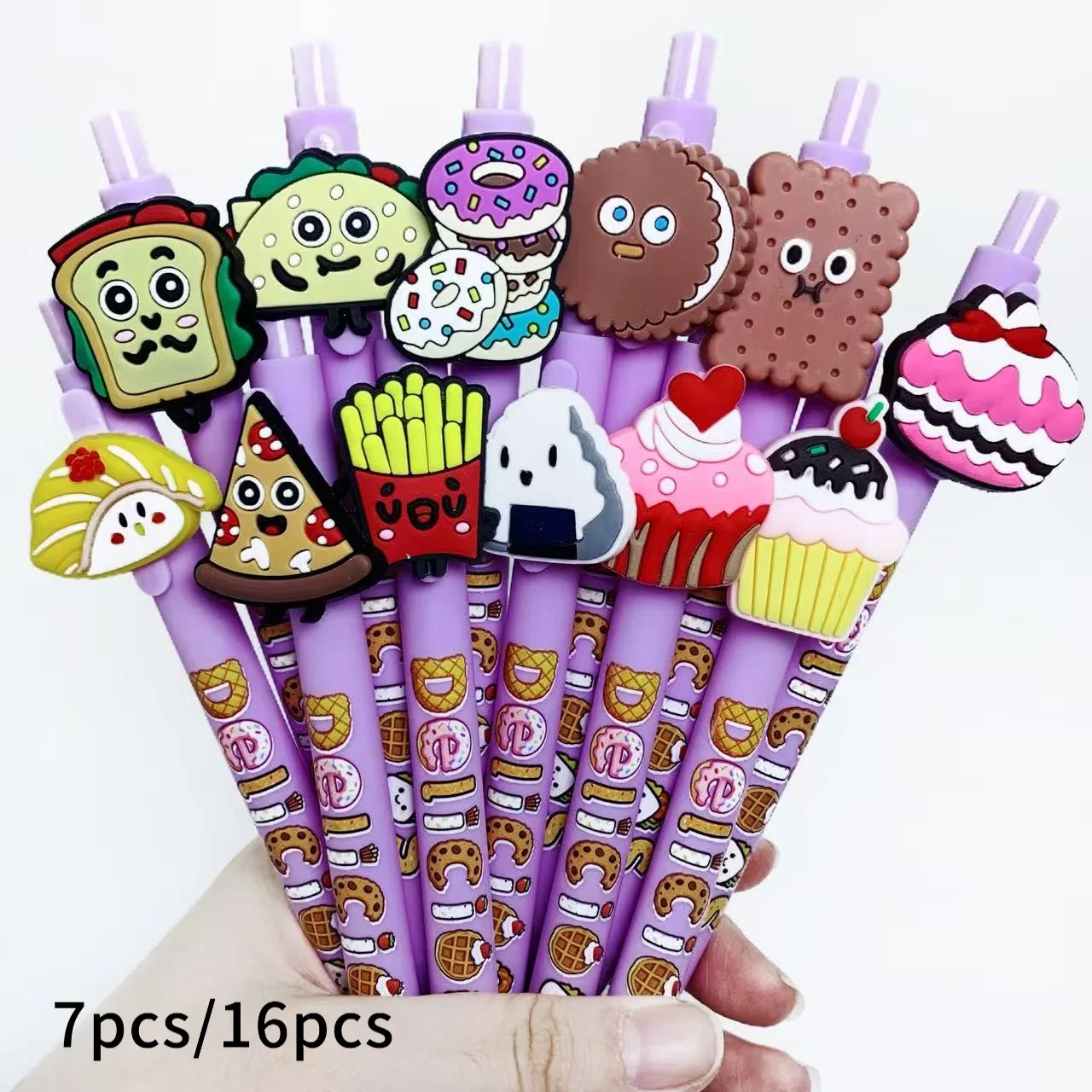

7pcs/16pcs Creative Food-Shaped Ballpoint Pens - Hamburger, French Fries & Dessert Styles, Student Stationery Pens