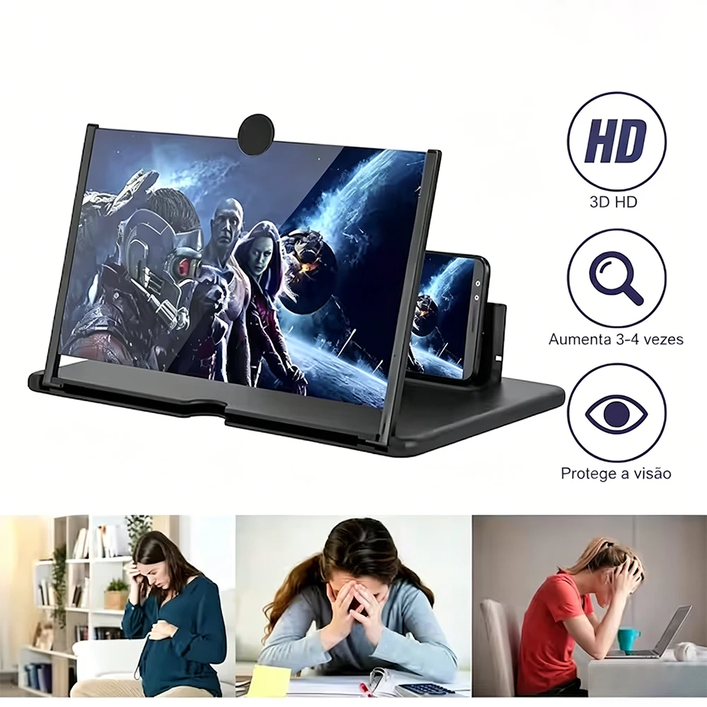 Amplificador De Tela Para Celular Anti Luz Azul Alta Definição Proteção Aos Olhos Para Assistir Vídeos Filmes