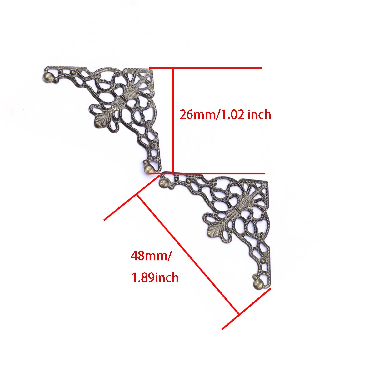 50 قطعة بالجملة DIY بها بنفسك مثلث الزاوية لهجة برونزية موصلات 48x26 مللي متر الحرف اليدوية Embelissement الملابس والاكسسوارات المواد
