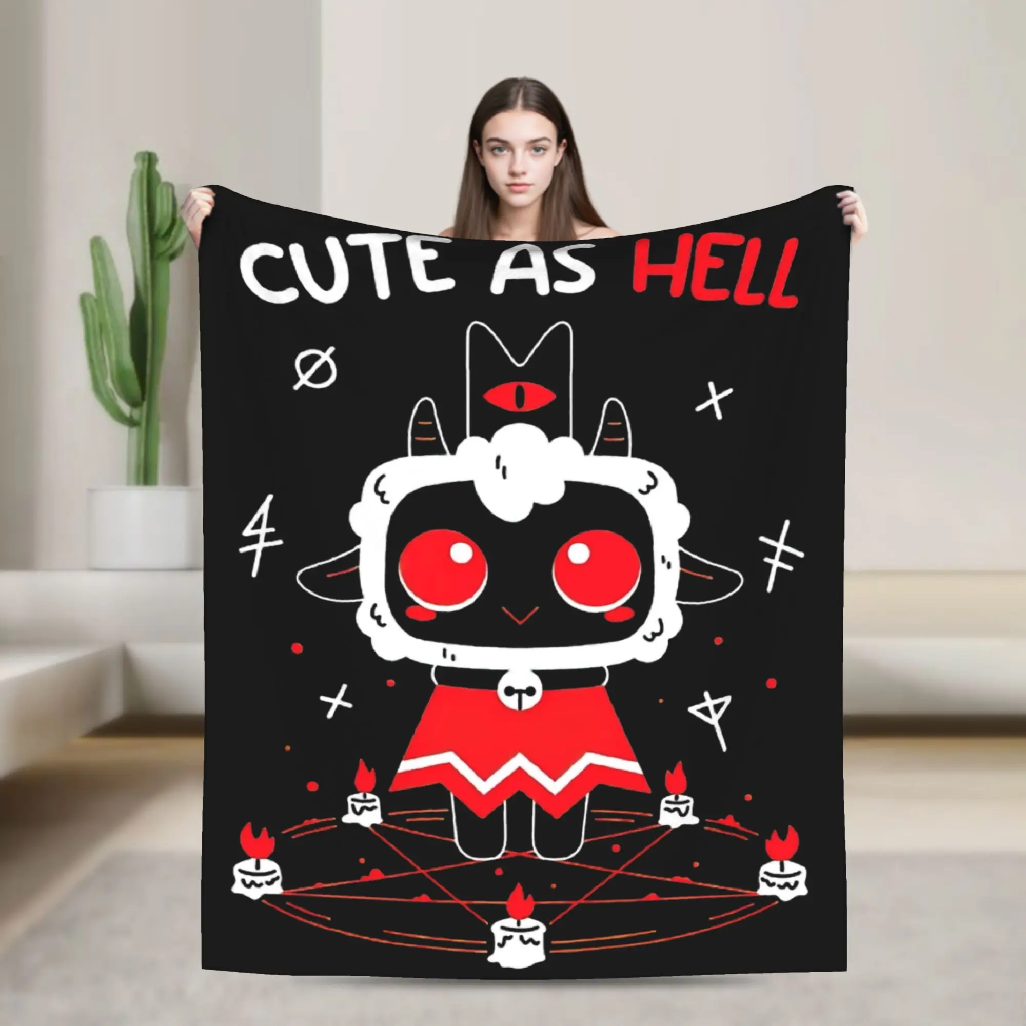 Cute As Hell Cult Of The Lamb Plush Blanket Boy Girl  Flannel Throw Blanket For Couch Chair Super Warm Bedspread Birthday Gift