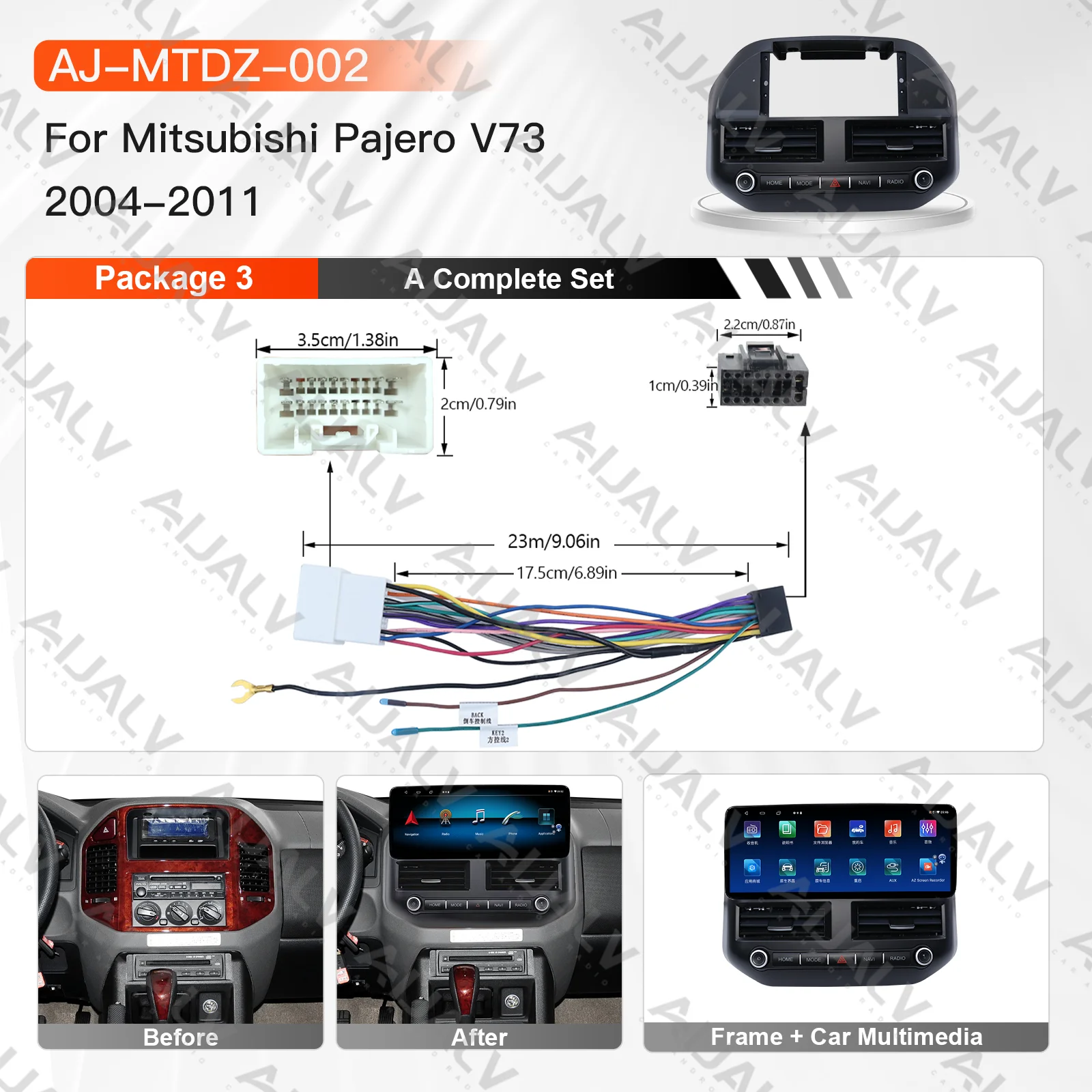 Latest 12.3-inch Car DVD Player Stereo Frame Dashboard Radio DSP for Mitsubishi Pajero V73 2004-2011 Auto Parts (with Cable)