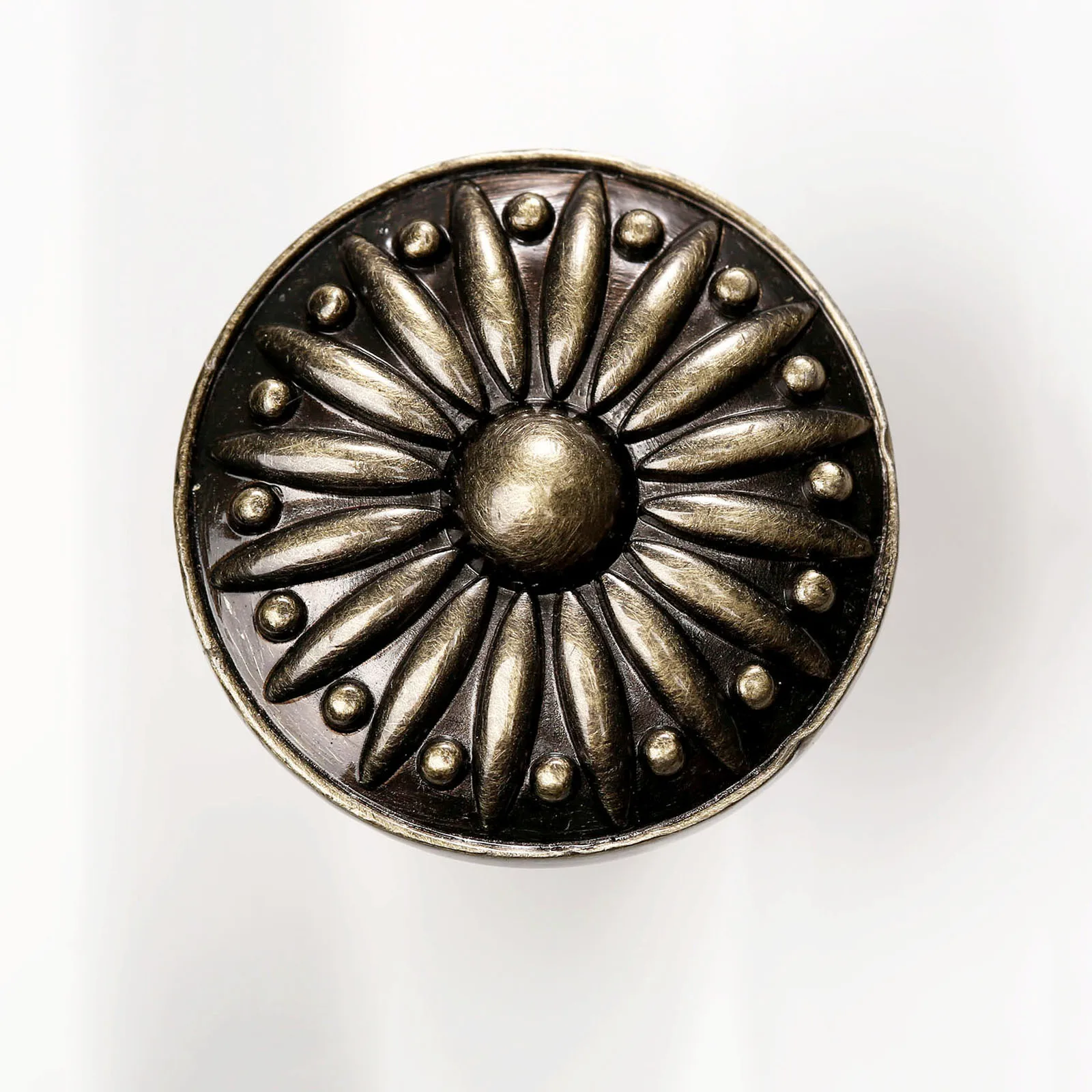 1PC 30mm Vintage Cabinet Knob with Screw Flower Embossed Round Handle Pulls for Dresser Cupboard Drawer Ome Kitchen Decoration