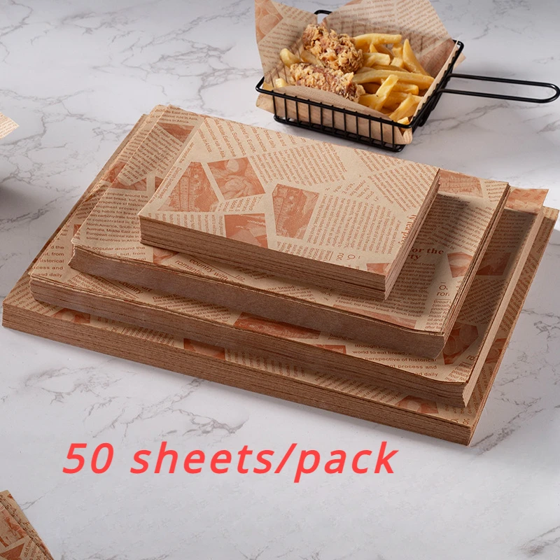 Anti Oil Paper Fried Chicken and French Fries Hamburgers Oil Absorbing Baking Oil Paper Sandwich Packaging Paper