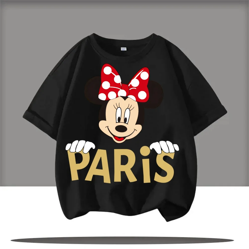 

Новая летняя детская модная черно-белая футболка с короткими рукавами и принтом Микки Мауса Диснея, одежда для малышей