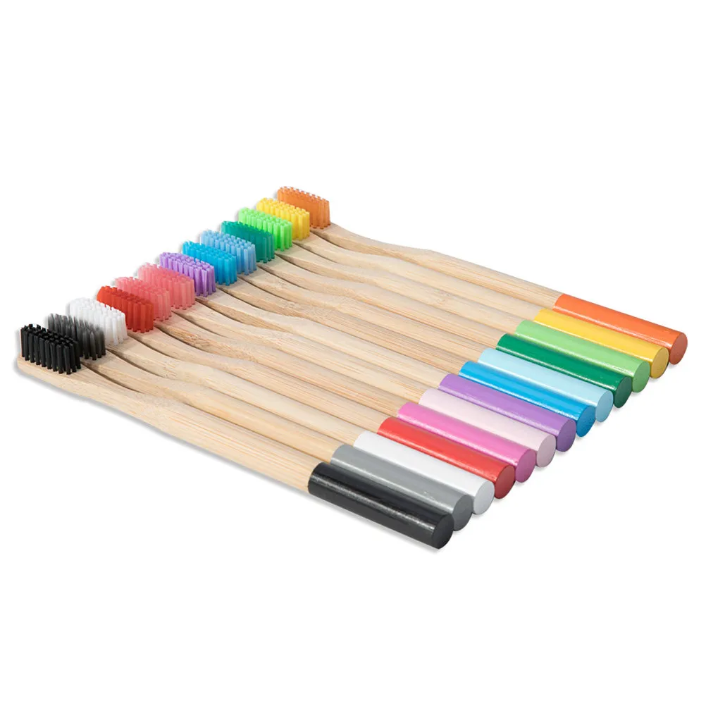 4Pcs Biodegradable Bamboo Toothbrush for Adults Wooden Toothbrushes with Safe Bristles Comfort Grip Long Handle Perfect Gift